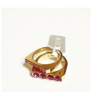 J. Crew NWT Luxury Minimalist Holiday Spring Party Festive RARE Crystal Ring Set